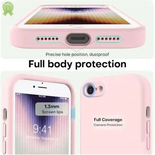 LOVE 3000 Back Glass Replacement for iPhone SE Chalk Pink | Glass Back Replacement, Soft Microfiber Lining, Support Wireless Charge, Slim Shockproof Protective Case for iPhone SE - 3