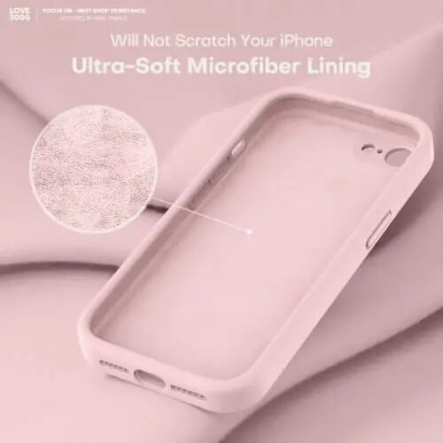 LOVE 3000 Back Glass Replacement for iPhone SE Chalk Pink | Glass Back Replacement, Soft Microfiber Lining, Support Wireless Charge, Slim Shockproof Protective Case for iPhone SE - 5