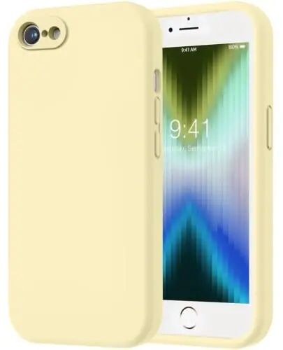 LOVE 3000 Back Glass Replacement for iPhone SE Creamy Yellow | Glass Back Replacement, Soft Microfiber Lining, Support Wireless Charge, Slim Shockproof Protective Case for iPhone SE - LOVE 3000