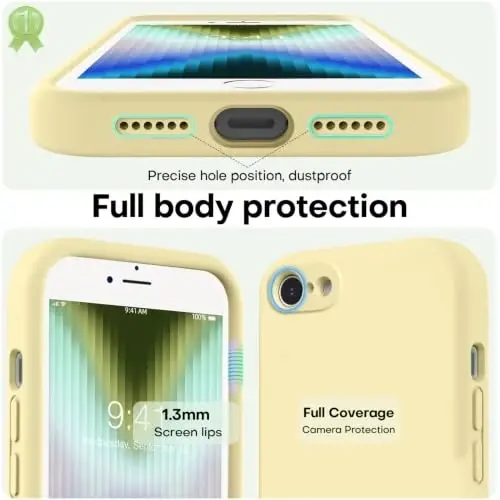 LOVE 3000 Back Glass Replacement for iPhone SE Creamy Yellow | Glass Back Replacement, Soft Microfiber Lining, Support Wireless Charge, Slim Shockproof Protective Case for iPhone SE - 3