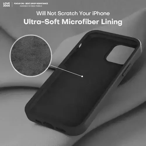 LOVE 3000 Compatible with iPhone 12 Pro Max Phone Case | Thickening 2.1 MM Liquid Silicone | Anti-Scratch Microfiber Lining | Full-Body Duty Heavy Protection Case for Men, Black - 5