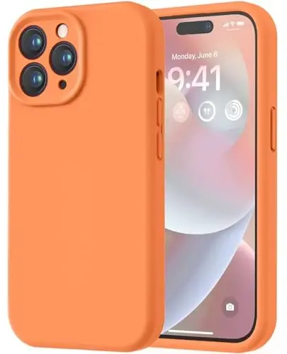 LOVE 3000 Compatible with iPhone 12 Pro Max Phone Case | Thickening 2.1 MM Liquid Silicone | Anti-Scratch Microfiber Lining | Full-Body Duty Heavy Protection Case for Men, Bright Orange - 1