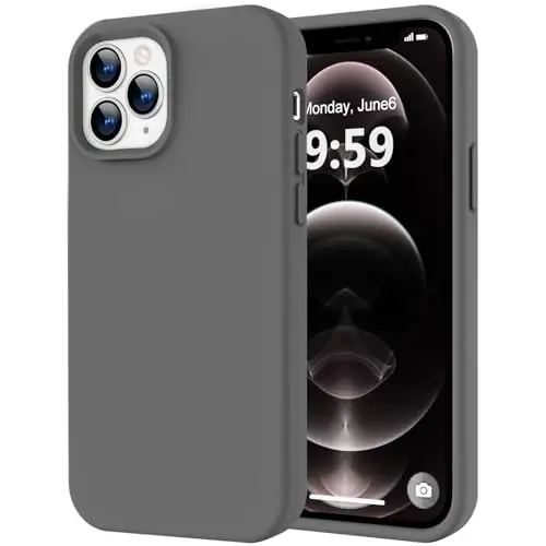 LOVE 3000 Compatible with iPhone 12 Pro Max Phone Case | Thickening 2.1 MM Liquid Silicone | Anti-Scratch Microfiber Lining | Full-Body Duty Heavy Protection Case for Men, Dark Grey - 1