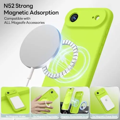 LOVE 3000 Compatible with iPhone 12 Pro Max Phone Case | Thickening 2.1 MM Liquid Silicone | Anti-Scratch Microfiber Lining | Full-Body Duty Heavy Protection Case for Men, Fluorescent Green - 2