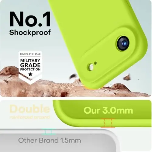 LOVE 3000 Compatible with iPhone 12 Pro Max Phone Case | Thickening 2.1 MM Liquid Silicone | Anti-Scratch Microfiber Lining | Full-Body Duty Heavy Protection Case for Men, Fluorescent Green - 3