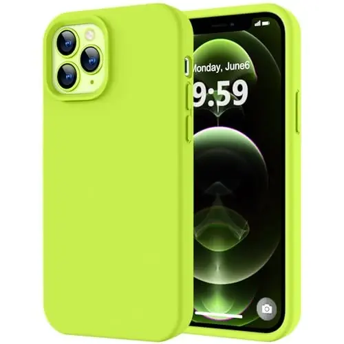 LOVE 3000 Compatible with iPhone 12 Pro Max Phone Case | Thickening 2.1 MM Liquid Silicone | Anti-Scratch Microfiber Lining | Full-Body Duty Heavy Protection Case for Men, Fluorescent Green 