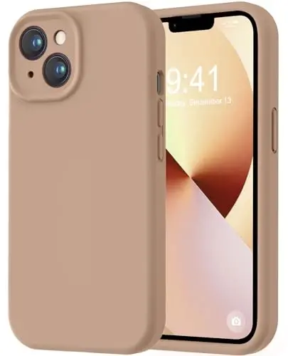 LOVE 3000 Compatible with iPhone 12 Pro Max Phone Case | Thickening 2.1 MM Liquid Silicone | Anti-Scratch Microfiber Lining | Full-Body Duty Heavy Protection Case for Men, Light Brown - 1