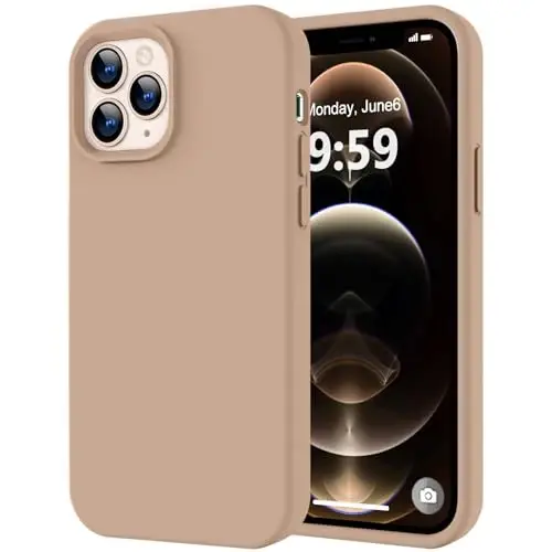 LOVE 3000 Compatible with iPhone 12 Pro Max Phone Case | Thickening 2.1 MM Liquid Silicone | Anti-Scratch Microfiber Lining | Full-Body Duty Heavy Protection Case for Men, Light Brown - LOVE 3000