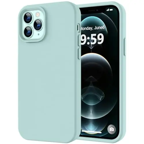 LOVE 3000 Compatible with iPhone 12 Pro Max Phone Case | Thickening 2.1 MM Liquid Silicone | Anti-Scratch Microfiber Lining | Full-Body Duty Heavy Protection Case for Men, Mint - LOVE 3000