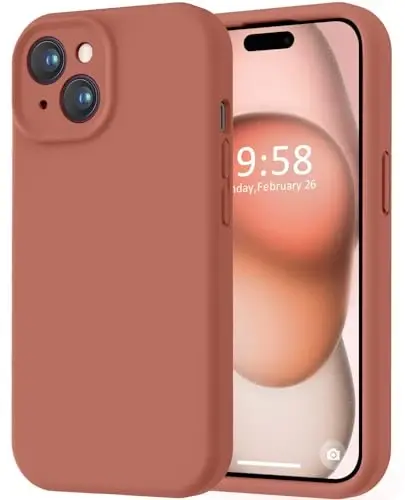 LOVE 3000 Compatible with iPhone 15 Case, [Smooth Silicone Full Coverage Camera] [8ft Drop Protection], Soft Microfiber Lining Full Body Protective Case for iPhone 15 6.1 inch - Caramel - 1