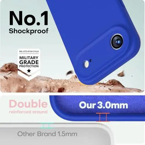 LOVE 3000 Compatible with iPhone 15 Case, [Smooth Silicone Full Coverage Camera] [8ft Drop Protection], Soft Microfiber Lining Full Body Protective Case for iPhone 15 6.1 inch - Klein Blue - 3