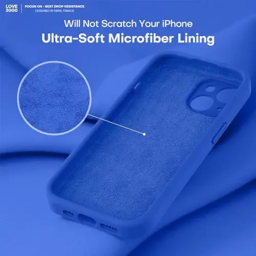 LOVE 3000 Compatible with iPhone 15 Case, [Smooth Silicone Full Coverage Camera] [8ft Drop Protection], Soft Microfiber Lining Full Body Protective Case for iPhone 15 6.1 inch - Klein Blue - 5