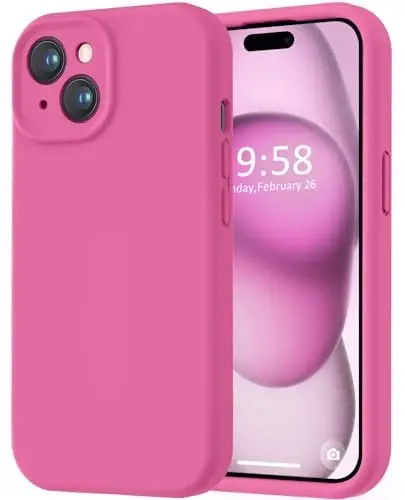 LOVE 3000 Compatible with iPhone 15 Case, [Smooth Silicone Full Coverage Camera] [8ft Drop Protection], Soft Microfiber Lining Full Body Protective Case for iPhone 15 6.1 inch - Pitaya 