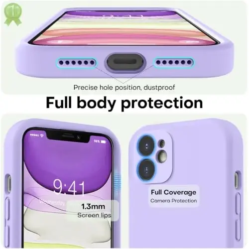 LOVE 3000 Designed for iPhone 11 Case Premium Silicone, Light Purple | Full Camera Protection, Soft Microfiber Lining, Support Wireless Charge, Slim Shockproof Protective Case for iPhone 11 - 3
