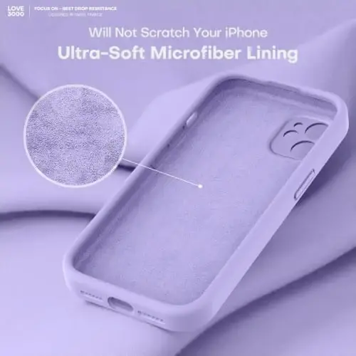 LOVE 3000 Designed for iPhone 11 Case Premium Silicone, Light Purple | Full Camera Protection, Soft Microfiber Lining, Support Wireless Charge, Slim Shockproof Protective Case for iPhone 11 - 5