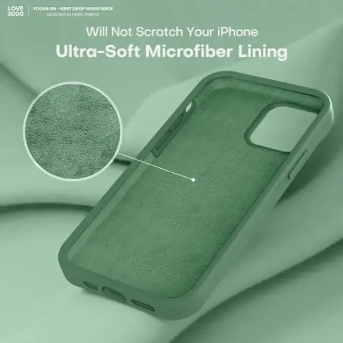 LOVE 3000 Designed for iPhone 12 Case/iPhone 12 Pro Case, Premium Silicone with [Soft Anti-Scratch Microfiber Lining] Shockproof Protective Phone Case for Men Women Girls 6.1