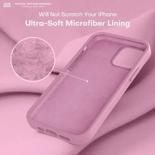 LOVE 3000 Designed for iPhone 12 Case/iPhone 12 Pro Case, Premium Silicone with [Soft Anti-Scratch Microfiber Lining] Shockproof Protective Phone Case for Men Women Girls 6.1