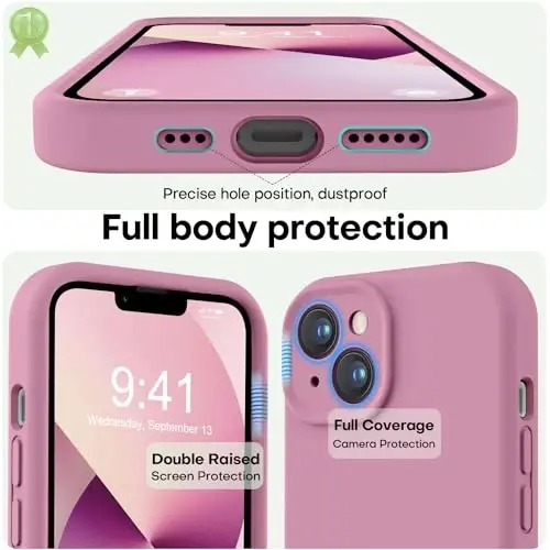 LOVE 3000 Designed for iPhone 13 Case, Premium Silicone with [Camera Protection] [Soft Anti-Scratch Microfiber Lining] Shockproof Protective Case for iPhone 13 Women Men Girls 6.1