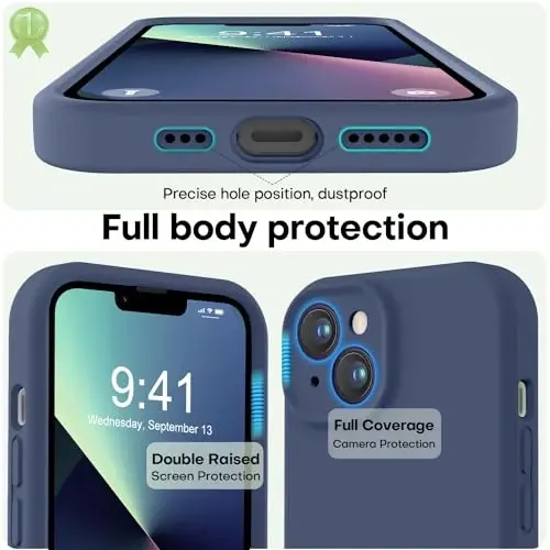 LOVE 3000 Designed for iPhone 13 Case, Premium Silicone with [Camera Protection] [Soft Anti-Scratch Microfiber Lining] Shockproof Protective Phone Case for iPhone 13 Women Men Girls 6.1