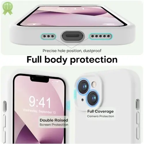 LOVE 3000 Designed for iPhone 13 Case, Premium Silicone with [Camera Protection] [Soft Anti-Scratch Microfiber Lining] Shockproof Protective Phone Case for iPhone 13 Women Men Girls 6.1