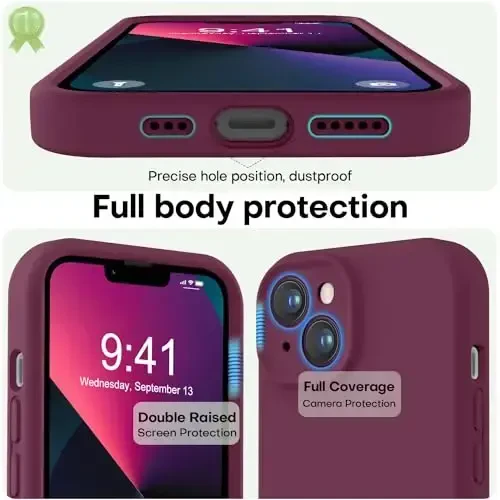 LOVE 3000 Designed for iPhone 13 Case, Premium Silicone with [Camera Protection] [Soft Anti-Scratch Microfiber Lining] Shockproof Protective Phone Case for iPhone 13 Women Men Girls 6.1