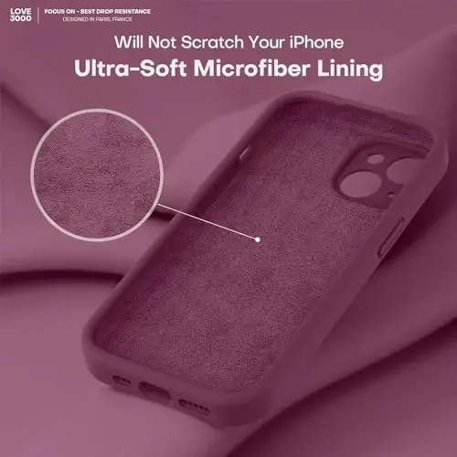 LOVE 3000 Designed for iPhone 13 Case, Premium Silicone with [Camera Protection] [Soft Anti-Scratch Microfiber Lining] Shockproof Protective Phone Case for iPhone 13 Women Men Girls 6.1