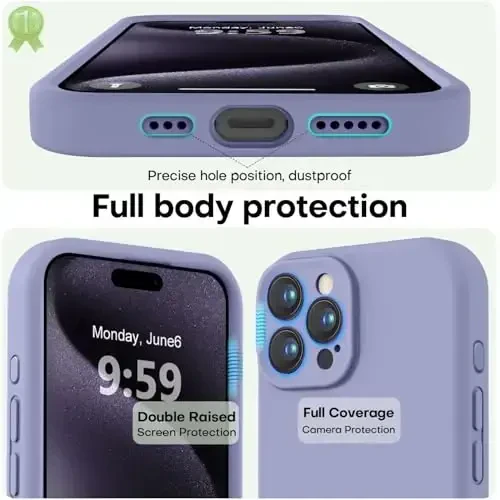 LOVE 3000 Designed for iPhone 15 Pro Case, Premium Silicone with [Soft Anti-Scratch Microfiber Lining] Shockproof Protective Phone Case for Men Women Girls 6.1