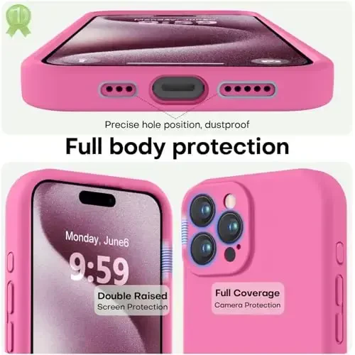 LOVE 3000 Designed for iPhone 15 Pro Case, Premium Silicone with [Soft Anti-Scratch Microfiber Lining] Shockproof Protective Phone Case for Men Women Girls 6.1