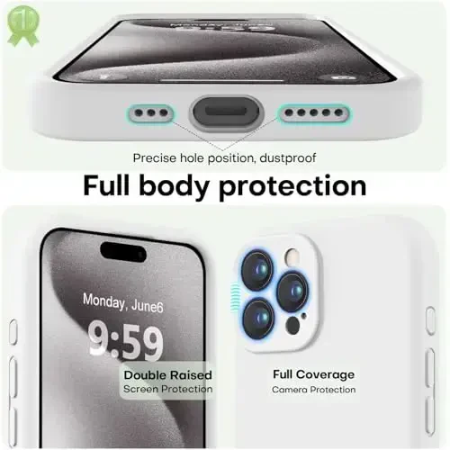 LOVE 3000 Designed for iPhone 15 Pro Case, Premium Silicone with [Soft Anti-Scratch Microfiber Lining] Shockproof Protective Phone Case for Men Women Girls 6.1