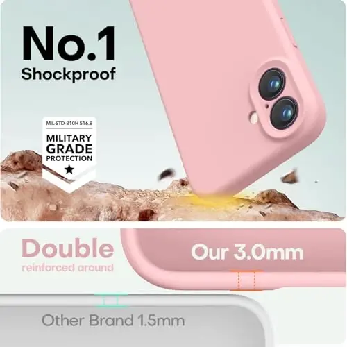 LOVE 3000 Designed for iPhone 16 Case, Premium Silicone with [Soft Anti-Scratch Microfiber Lining] Shockproof Protective Phone Case for Men Women Girls 6.1