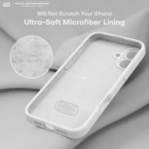 LOVE 3000 Designed for iPhone 16 Case, Premium Silicone with [Soft Anti-Scratch Microfiber Lining] Shockproof Protective Phone Case for Men Women Girls 6.1