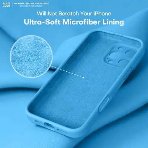 LOVE 3000 Designed for iPhone 16 Pro Case, Premium Silicone with [Soft Anti-Scratch Microfiber Lining] Shockproof Protective Phone Case for Men Women Girls 6.3