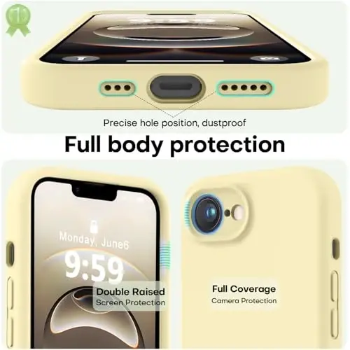 LOVE 3000 Designed for iPhone 16e Case, Premium Silicone with [Soft Anti-Scratch Microfiber Lining] Shockproof Protective Phone Case for Men Women Girls 6.1