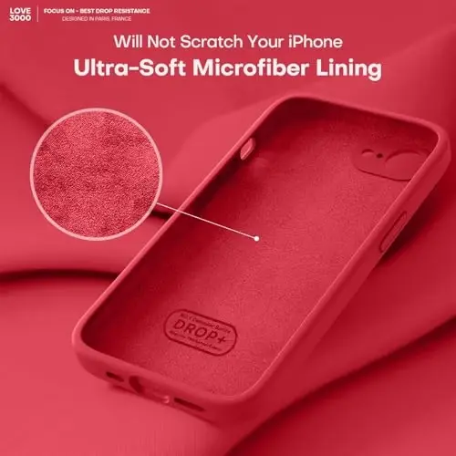 LOVE 3000 Designed for iPhone 16e Case, Premium Silicone with [Soft Anti-Scratch Microfiber Lining] Shockproof Protective Phone Case for Men Women Girls 6.1