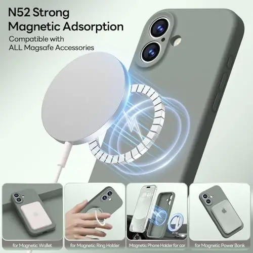 LOVE 3000 Designed for iPhone 17 Case, Premium Silicone [Compatible with Magsafe][Soft Anti-Scratch Microfiber Lining] Shockproof Protective Phone Case for Men Women 6.3