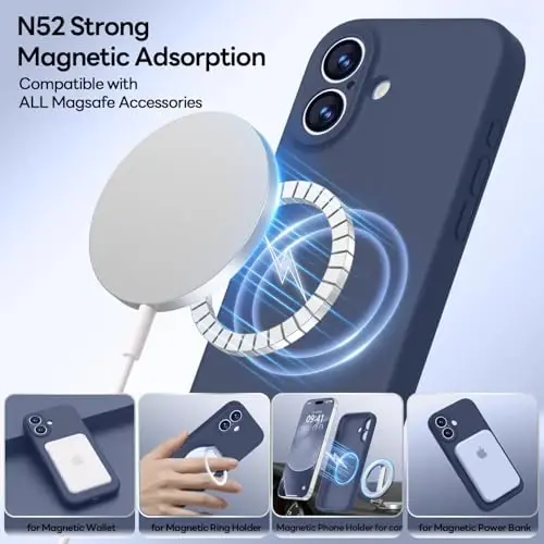 LOVE 3000 Designed for iPhone 17 Case, Premium Silicone [Compatible with Magsafe][Soft Anti-Scratch Microfiber Lining] Shockproof Protective Phone Case for Men Women 6.3