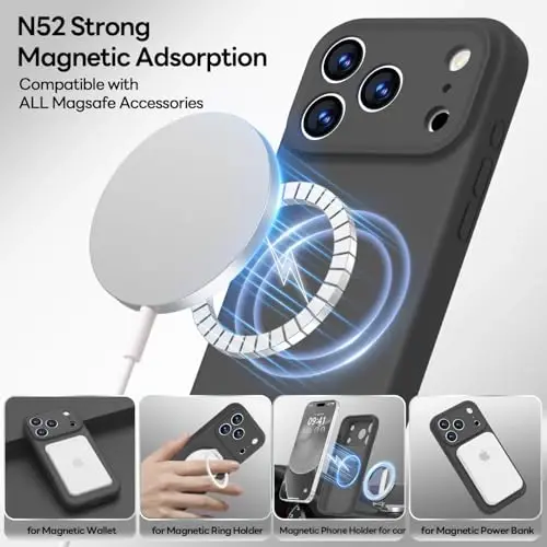 LOVE 3000 Designed for iPhone 17 Pro Case, Premium Silicone [Compatible with Magsafe][Soft Anti-Scratch Microfiber Lining] Shockproof Protective Phone Case for Men Women 6.3