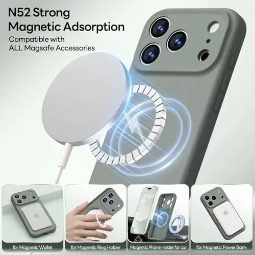 LOVE 3000 Designed for iPhone 17 Pro Case, Premium Silicone [Compatible with Magsafe][Soft Anti-Scratch Microfiber Lining] Shockproof Protective Phone Case for Men Women 6.3