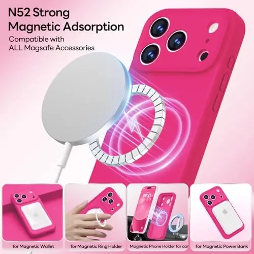 LOVE 3000 Designed for iPhone 17 Pro Case, Premium Silicone [Compatible with Magsafe][Soft Anti-Scratch Microfiber Lining] Shockproof Protective Phone Case for Men Women 6.3