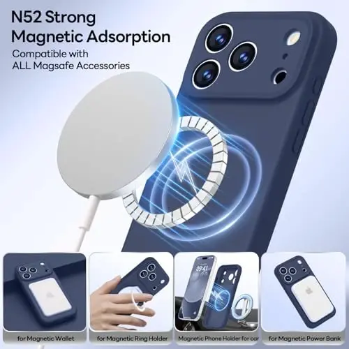 LOVE 3000 Designed for iPhone 17 Pro Case, Premium Silicone [Compatible with Magsafe][Soft Anti-Scratch Microfiber Lining] Shockproof Protective Phone Case for Men Women 6.3