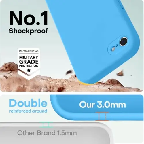 LOVE 3000 Designed for iPhone SE Case, iPhone 8/7 Case, Blue | Full Camera Protection, Soft Microfiber Lining, Support Wireless Charge, Slim Shockproof Protective Case for iPhone SE/8/7 - 4