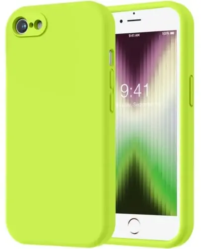 LOVE 3000 Designed for iPhone SE Case, iPhone 8/7 Case, Fluorescent Green | Full Camera Protection, Soft Microfiber Lining, Support Wireless Charge, Slim Shockproof Protective Case for iPhone SE/8/7 - 1