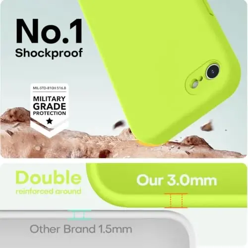 LOVE 3000 Designed for iPhone SE Case, iPhone 8/7 Case, Fluorescent Green | Full Camera Protection, Soft Microfiber Lining, Support Wireless Charge, Slim Shockproof Protective Case for iPhone SE/8/7 - 4