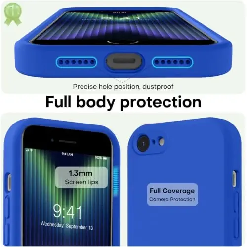 LOVE 3000 Designed for iPhone SE Case, iPhone 8/7 Case, Klein Blue | Full Camera Protection, Soft Microfiber Lining, Support Wireless Charge, Slim Shockproof Protective Case for iPhone SE/8/7 - 3