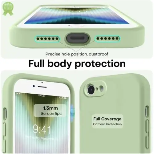 LOVE 3000 Designed for iPhone SE Case, iPhone 8/7 Case, Matcha | Full Camera Protection, Soft Microfiber Lining, Support Wireless Charge, Slim Shockproof Protective Case for iPhone SE/8/7 - 3