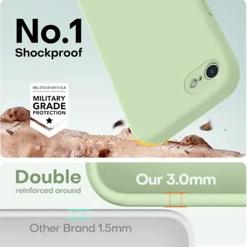 LOVE 3000 Designed for iPhone SE Case, iPhone 8/7 Case, Matcha | Full Camera Protection, Soft Microfiber Lining, Support Wireless Charge, Slim Shockproof Protective Case for iPhone SE/8/7 - 4