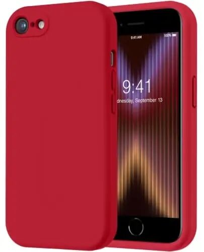 LOVE 3000 Designed for iPhone SE Case, iPhone 8/7 Case, Red | Full Camera Protection, Soft Microfiber Lining, Support Wireless Charge, Slim Shockproof Protective Case for iPhone SE/8/7 - 1