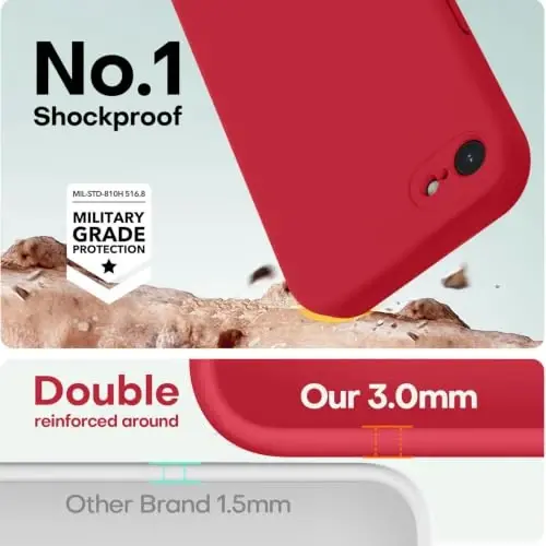 LOVE 3000 Designed for iPhone SE Case, iPhone 8/7 Case, Red | Full Camera Protection, Soft Microfiber Lining, Support Wireless Charge, Slim Shockproof Protective Case for iPhone SE/8/7 - 4