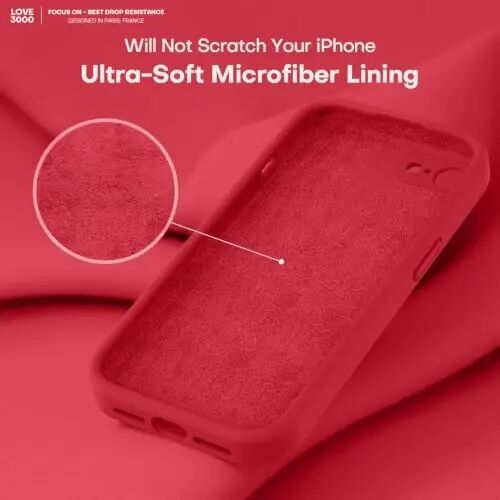 LOVE 3000 Designed for iPhone SE Case, iPhone 8/7 Case, Red | Full Camera Protection, Soft Microfiber Lining, Support Wireless Charge, Slim Shockproof Protective Case for iPhone SE/8/7 - 5
