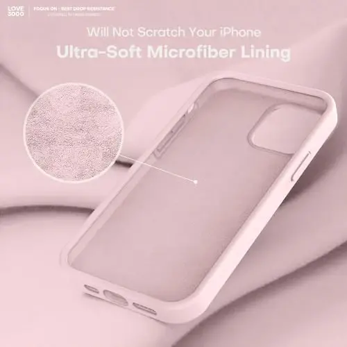 LOVE 3000 iPhone 12 Case/iPhone 12 Pro Case uchun mo'ljallangan, Premium silikon [Yumshoq chizishga qarshi mikrofiber astar] Zarbadan himoya qiluvchi telefon g'ilofi erkaklar ayollar qizlar uchun 6,1